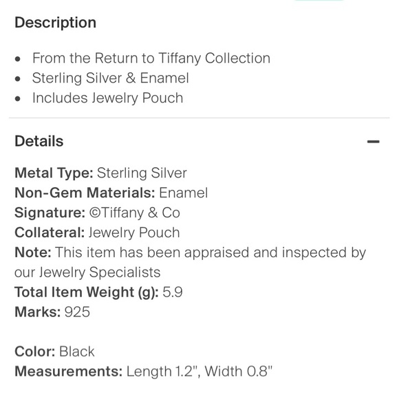 Authentic Tiffany & Co. Return to Tiffany’s heart black splash Sterling … - Picture 6 of 6